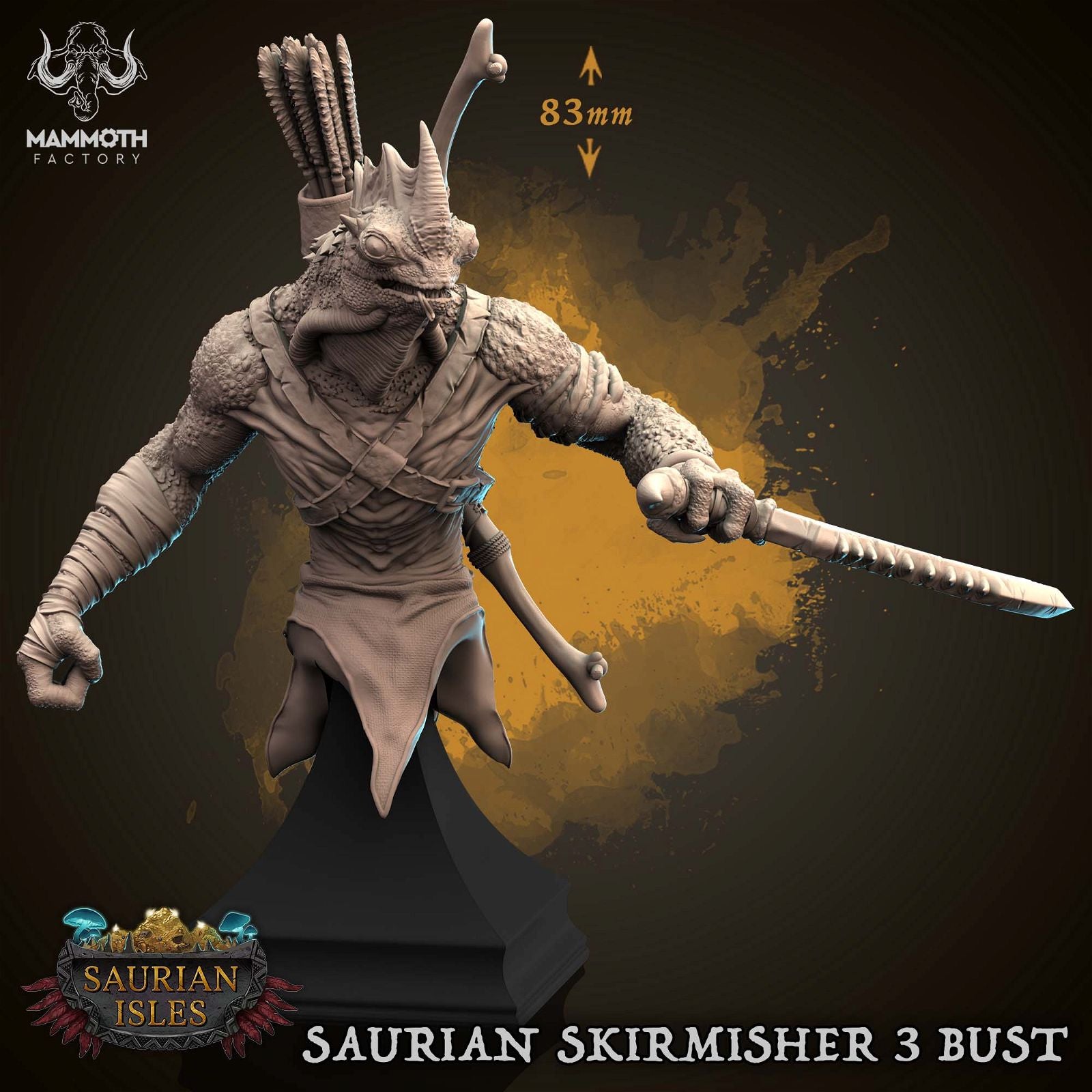 Saurian Skirmisher Bust - The Printable Dragon