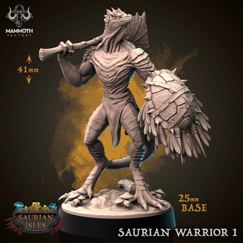 Saurian Warrior 3D-printed model