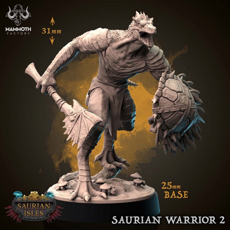 Saurian Warrior 3D-printed model