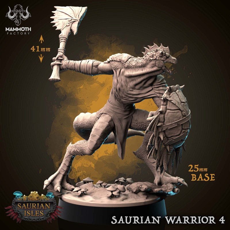 Saurian Warrior 3D-printed model