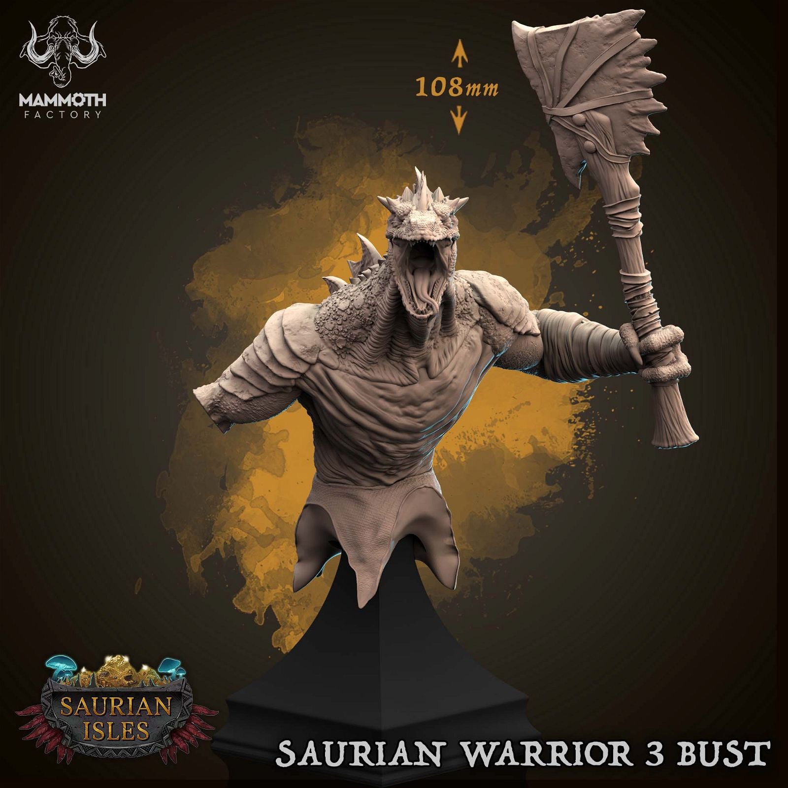 Saurian Warrior 3 Bust - The Printable Dragon