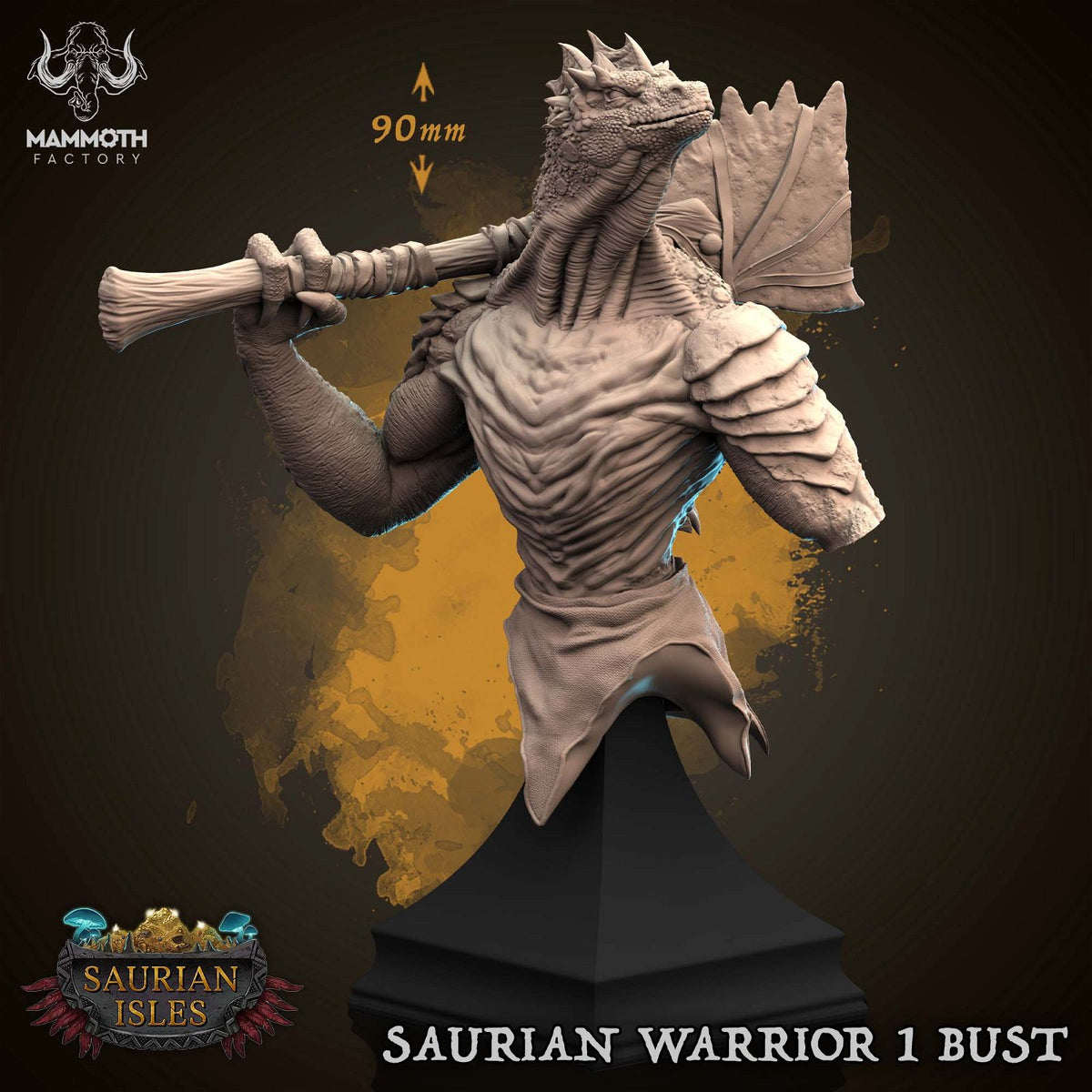 Saurian Warrior Bust - The Printable Dragon