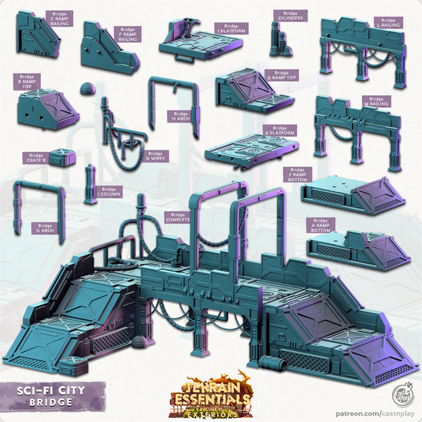 Sci-Fi City Bridge 3D-printed model
