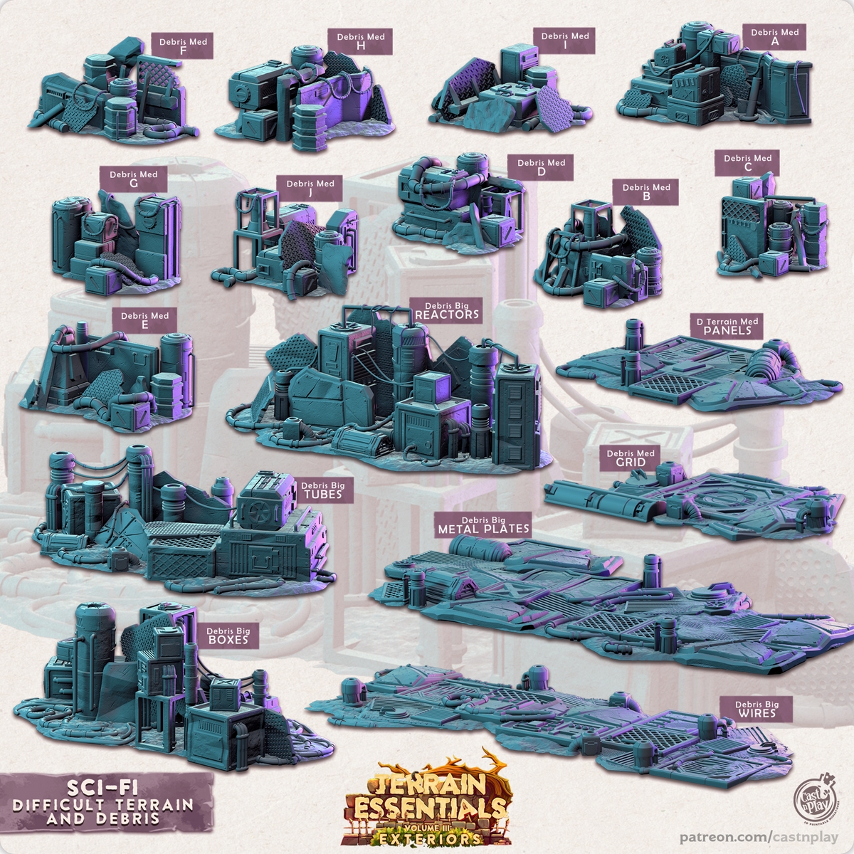 Sci-Fi City Difficult Terrain and Debris - The Printable Dragon
