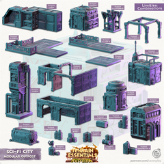 Sci-Fi City Modular Outpost 3D-printed model