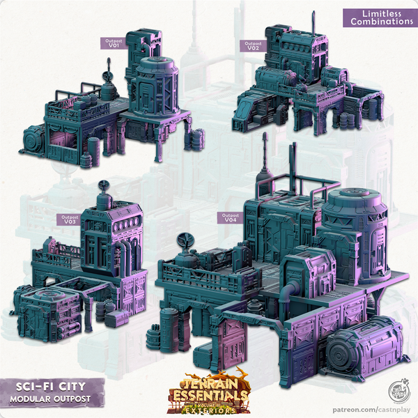 Sci-Fi City Modular Outpost 3D-printed model
