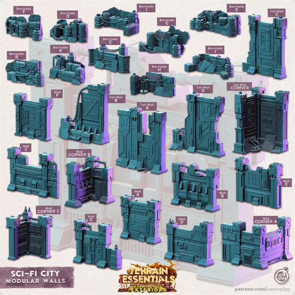 Sci-Fi City Modular Walls 3D-printed model
