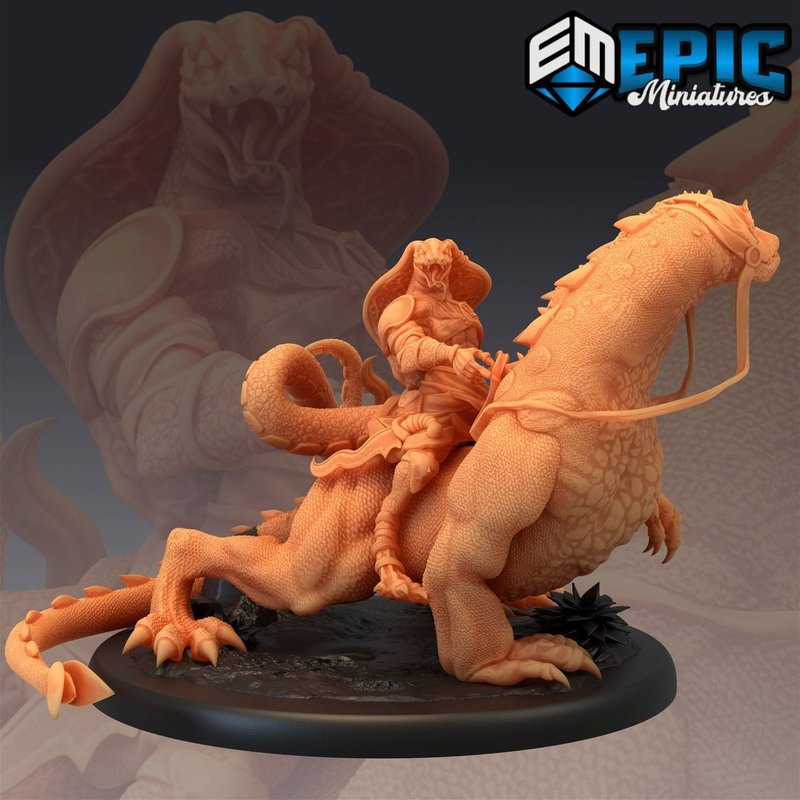 Serpentfolk Lizard Rider 3D-printed model