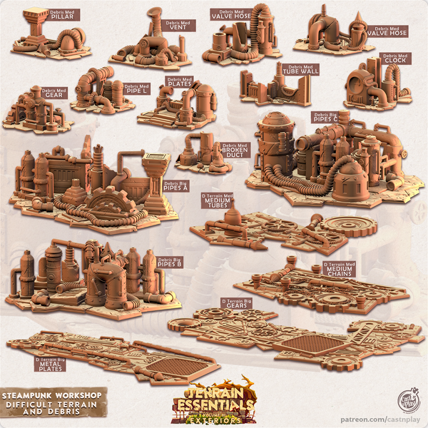 Steampunk Workshop Difficult Terrain And Debris - The Printable Dragon