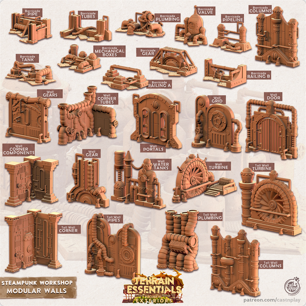 Steampunk Workshop Modular Walls 3D-printed model