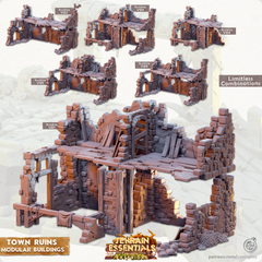 Terrain Essentials Exterior Town Ruins - Modular Buildings