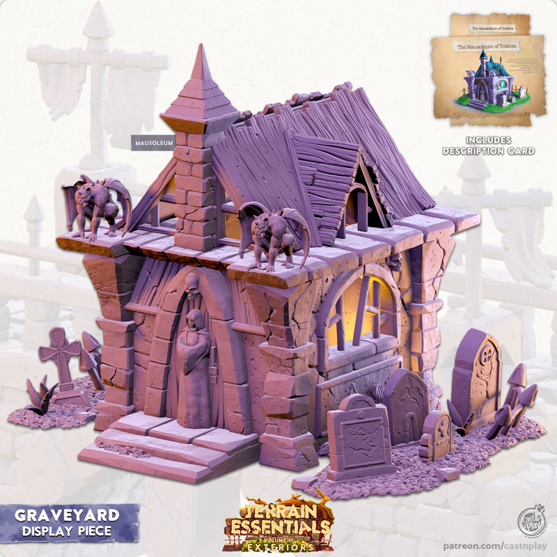 Terrain Essentials Exterior Graveyard Ruins - Mausoleum 3D-printed model