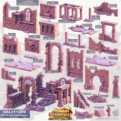 Terrain Essentials Exterior Graveyard Ruins - Modular Destroyed Mausoleum 3D-printed model