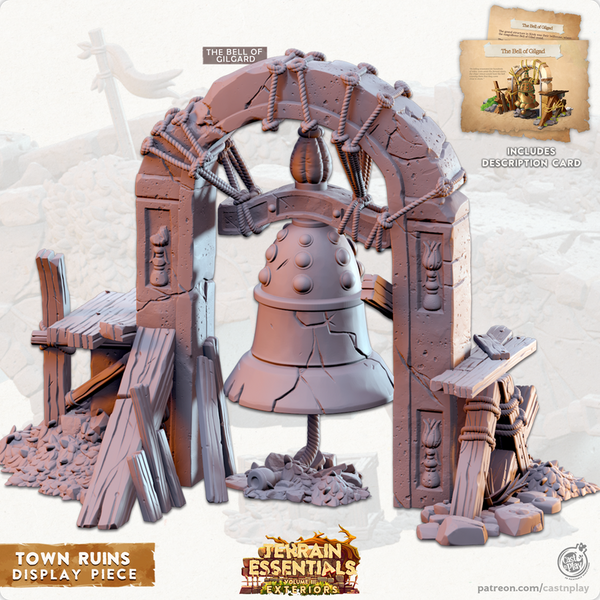 Terrain Essentials Exterior Town Ruins - Display Bell 3D-printed model