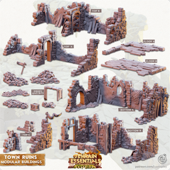 Terrain Essentials Exterior Town Ruins - Modular Buildings 3D-printed model