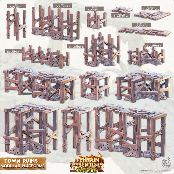 Terrain Essentials Exterior Town Ruins - Modular Platforms 3D-printed model