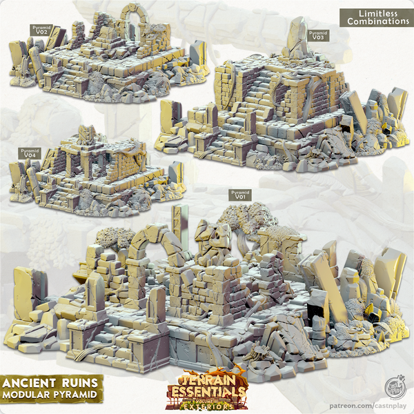 Terrian Essentials Extertior Ancient Ruins - Modular Pyramid - The Printable Dragon