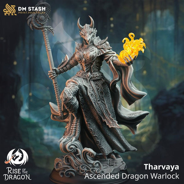 Thervaya Ascended Dragon Warlock 3D-printed model