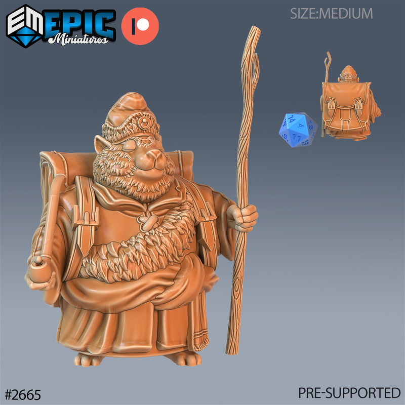 Traveling Hamster Monk 3D-printed model