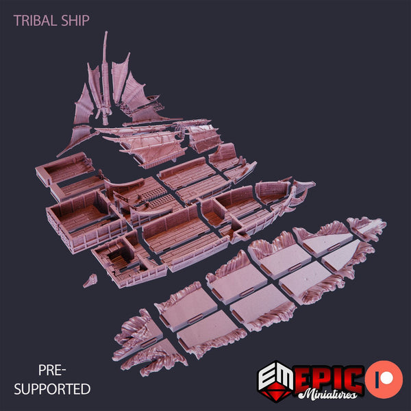 Tribal Ship The Ramhorn - The Printable Dragon