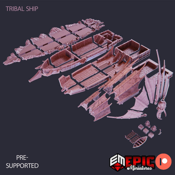 Tribal Ship The Ramhorn - The Printable Dragon