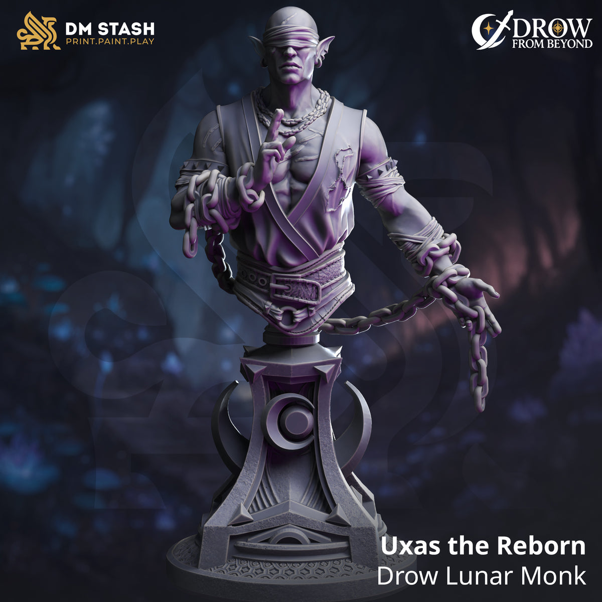 Uxas the Reborn - Drow Lunar Monk (Bust)