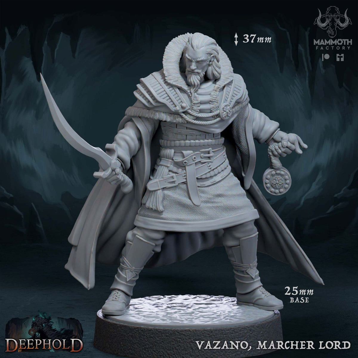 Vazano, Marcher Lord [25mm Base] - The Printable Dragon