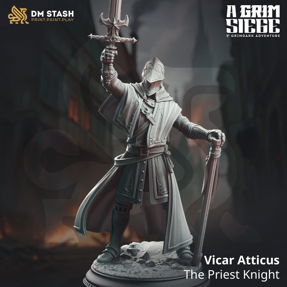 Vicar Atticus - The Priest Knight 3D-printed model