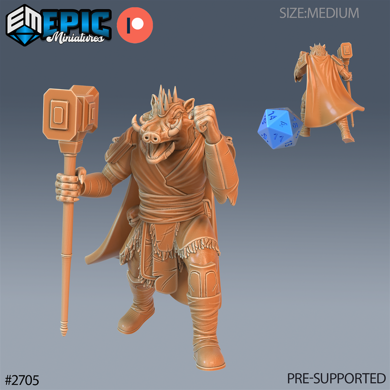 Warthog Folk Tribe Hammer Warrior 3D-printed model