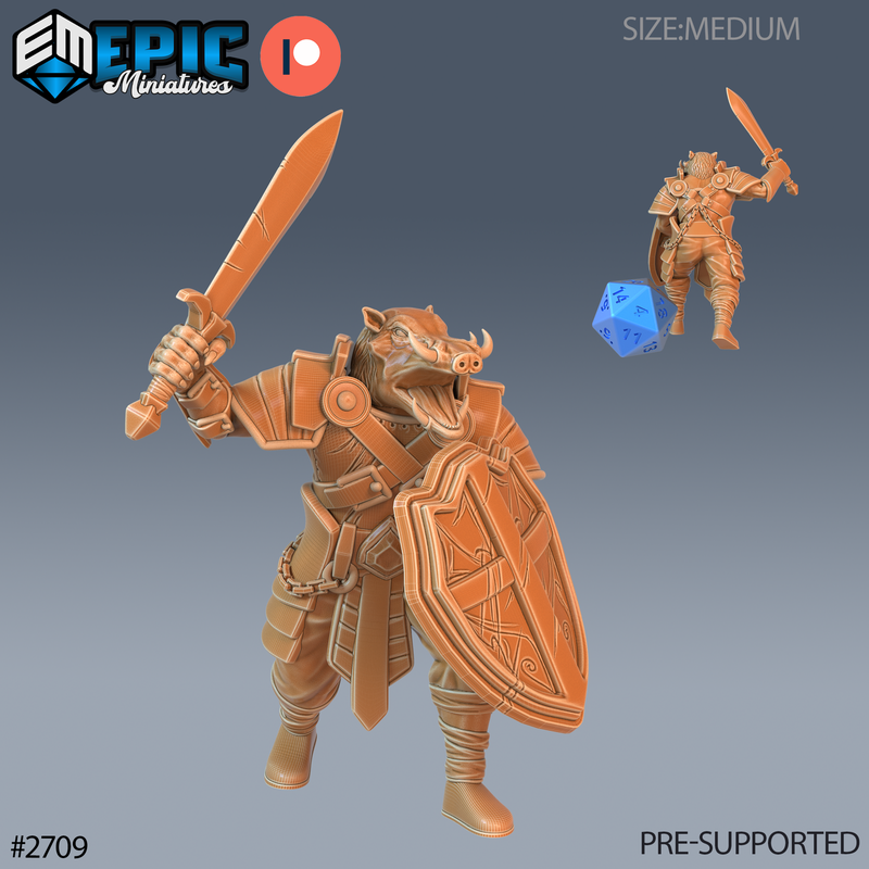Warthog Folk Tribe Knight 3D-printed model