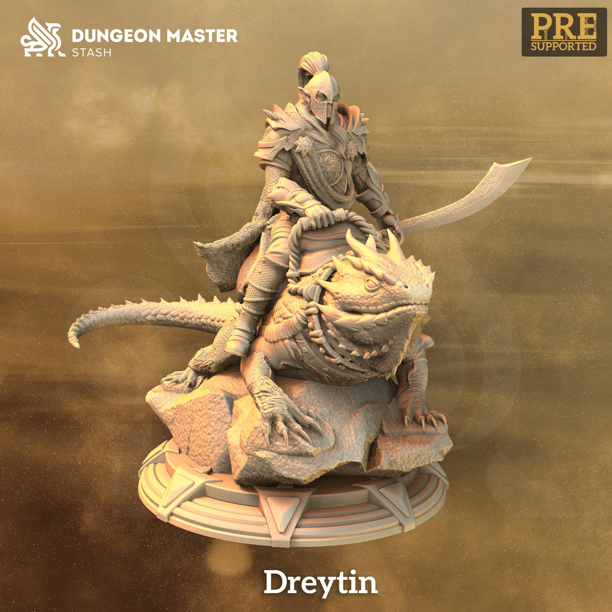 Lizard Rider Dreytin - The Printable Dragon